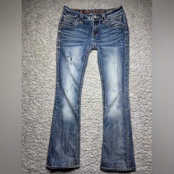 Rock Revival Jeans Womens 26 Johanna Boot Cut Stretch Low Rise Flap Pockets - Picture 2 of 6
